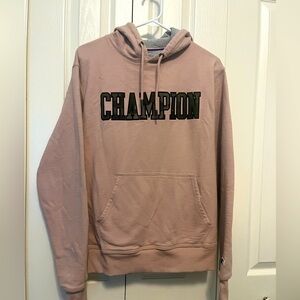 Men’s champion sweatshirt. Size S. Dusty rose color with camo lettering.